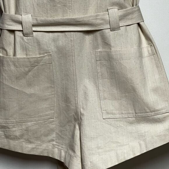 New Unworn Kittenish Cream Cotton Utility Sleeveless Romper Sz S - Picture 9 of 12